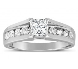 Perfect Half Carat Princess diamond Engagement Ring in White Gold