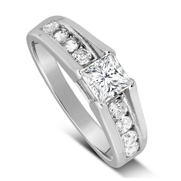 Perfect Half Carat Princess diamond Engagement Ring in White Gold ...