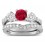 Luxurious 2 Carat Ruby and Diamond Wedding Ring Set in 10k White Gold
