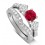 Luxurious 2 Carat Ruby and Diamond Wedding Ring Set in 10k White Gold