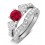 Luxurious 2 Carat Ruby and Diamond Wedding Ring Set in 10k White Gold