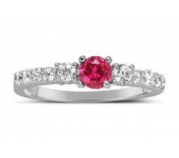 1 Carat Pink Sapphire and Diamond Wedding Ring Set in White Gold