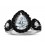 1 Carat unique black and white Pear shape Halo Engagement Ring in White Gold