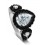 1 Carat unique black and white Pear shape Halo Engagement Ring in White Gold