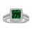Luxurious 1.50 Carat princess cut Green Emerald and Diamond Engagement Ring in White Gold