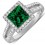 Luxurious 1.50 Carat princess cut Green Emerald and Diamond Engagement Ring in White Gold