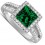 Luxurious 1.50 Carat princess cut Green Emerald and Diamond Engagement Ring in White Gold