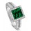 Luxurious 1.50 Carat princess cut Green Emerald and Diamond Engagement Ring in White Gold