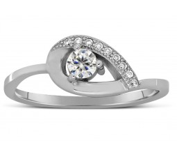 Half Carat Round Diamond Engagement Ring in White Gold