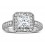 1 Carat Princess cut Diamond Halo Engagement Ring 14k White Gold
