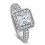 1 Carat Princess cut Diamond Halo Engagement Ring 14k White Gold