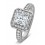 1 Carat Princess cut Diamond Halo Engagement Ring 14k White Gold