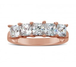 1 Carat 6 stone princess cut diamond wedding ring band in Rose Gold