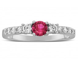 1 Carat Pink Sapphire and Diamond Engagement Ring in White Gold