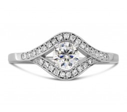 Half Carat Round Diamond Engagement Ring in White Gold