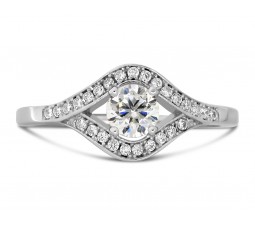 Half Carat Round Diamond Engagement Ring in White Gold