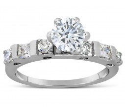 Half Carat Round Diamond Engagement Ring in White Gold