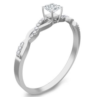 Graceful Cheap Diamond Wedding Set 0.25 Carat Princess Cut Diamond on Gold  - JeenJewels