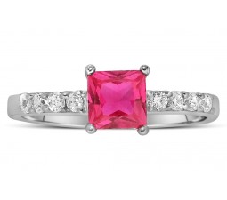 1.25 Carat Pink Sapphire and Diamond Wedding Ring Set in White Gold