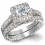 GIA Certified 1 Carat Princess cut Diamond Vintage Wedding Ring Set in White Gold