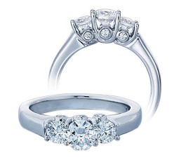 3/4 Carat Three Stone Round Diamond Trilogy Engagement Ring for Her in White Gold