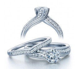 1 Carat Round Diamond Wedding Ring Set in White Gold