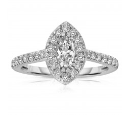 Half Carat Marquise cut Halo Diamond Engagement Ring in White Gold