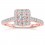 Half Carat Princess cut Halo Diamond Engagement Ring in Rose Gold