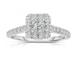 Half Carat Princess cut Halo Diamond Engagement Ring in White Gold