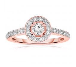 Half Carat Round cut Halo Diamond Engagement Ring in Rose Gold