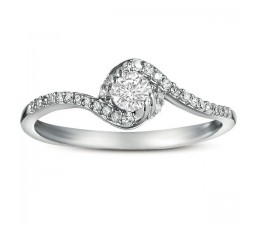 Half Carat Round Diamond curved Engagement Ring in White Gold
