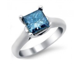1 Carat Princess cut Sapphire Solitaire Engagement Ring in White Gold