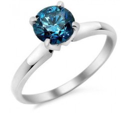 1 Carat Round cut Sapphire Solitaire Engagement Ring in White Gold
