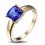 Beautiful 1 Carat cushion cut Blue Sapphire Solitaire Engagement Ring in Yellow Gold