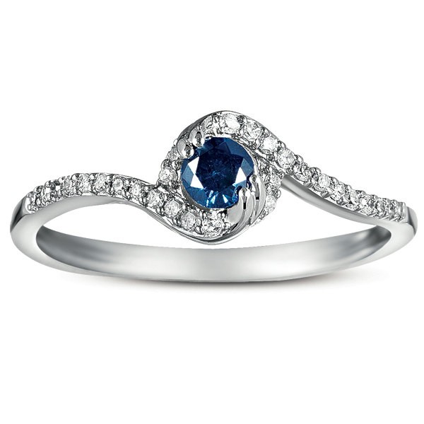1 Carat Blue Sapphire and Diamond Halo Engagement Ring in 10k White ...