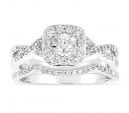Infinity 1 Carat Round Diamond Wedding Ring Set in White Gold