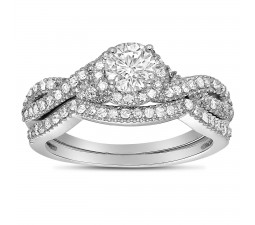 2 Carat Round Diamond Infinity Wedding Ring Set in White Gold for Her