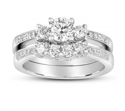 2 Carat Round Diamond Antique Wedding Ring Set in White Gold for Her