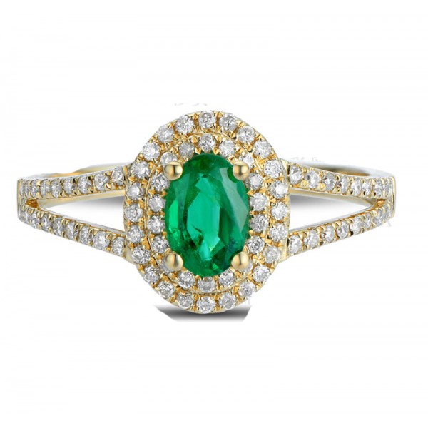 Antique double Halo 2 Carat Emerald and Diamond Engagement Ring in ...