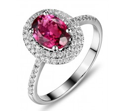 2.50 Carat Pink Sapphire and Diamond double Halo classic Engagement Ring for Women
