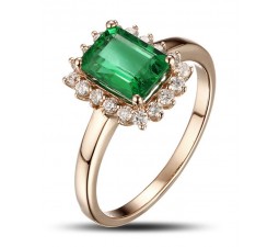 1.25 Carat Emerald and Diamond Engagement Ring in Yellow Gold