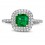 2 Carat princess cut Emerald and Diamond Double Halo Engagement Ring in White Gold