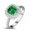 2 Carat princess cut Emerald and Diamond Double Halo Engagement Ring in White Gold