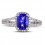 2 Carat cushion cut Sapphire and Diamond Halo Engagement Ring in White Gold