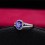 2 Carat cushion cut Sapphire and Diamond Halo Engagement Ring in White Gold