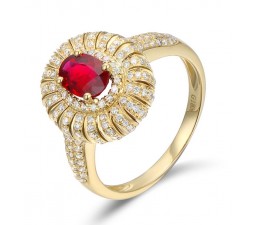 Designer 2 Carat Ruby and Diamond Luxurious Engagement Ring for Women