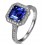 Antique 1 Carat princess cut Sapphire and Diamond Engagement Ring in White Gold
