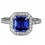 Antique 1 Carat princess cut Sapphire and Diamond Engagement Ring in White Gold