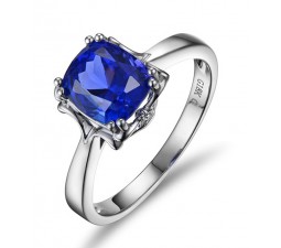 1 Carat cushion cut Blue Sapphrie Solitaire Unique Engagement Ring in White Gold