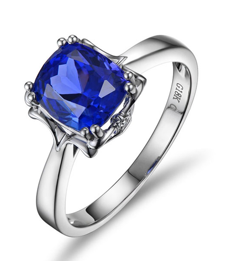 1 Carat cushion cut Blue Sapphrie Solitaire Unique Engagement Ring in ...
